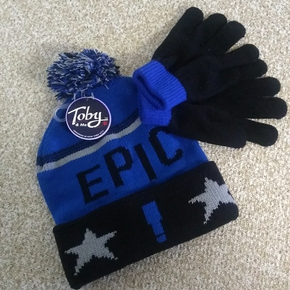 Boys Pom Pom Beanie & Gloves. - Picture 1 of 3